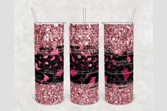 Burgundy Pink Faux Glitter Cheetah 20 oz tumbler sublimation Product Image 1