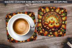 Pumpkin Coaster Sublimation, Halloween Coaster PNG Design Product Image 1