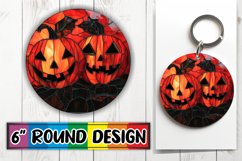 Mystical Halloween Stained Glass Keychain Round Design Product Image 1