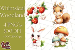 Whimsical Woodland Animals and Nature PNG, Forest Animals Product Image 1