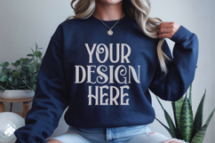 Navy Gildan 18000 Mockup, Sweatshirt Crewneck Mockups Product Image 1