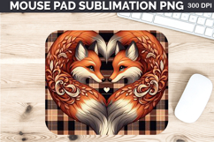 Watercolor Foxes Mouse Pad Sublimation - Valentines PNG Product Image 1