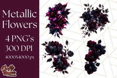 Gothic Floral PNG, Dark Aesthetic Flowers Clipart Print Product Image 1