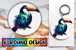 Whimsical Round Keychain Sublimation PNG, Animals Art Product Image 1