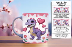 Chic 15oz Mug Wrap Png Design , Cute Dino Product Image 1