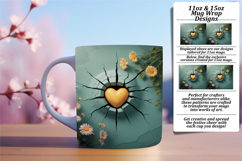 RADIANT PNG Mug Wrap Design 15oz , 3D Heart Product Image 1