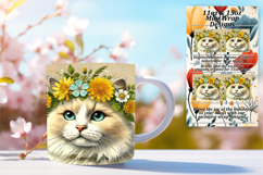 Stylish 11oz Mug Wrap Png Template , Cute Cat Product Image 1