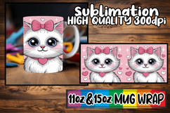 Joyful sips 11oz 15oz sublimation wrap, Valentines Cat Product Image 1