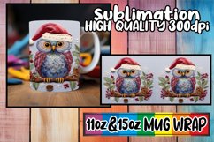 Festive Owl Christmas Mug Wrap 11oz 15oz Embroidery Product Image 1
