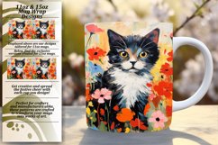 Adorable Cat with Vibrant Floral Mug Wrap Product Image 1