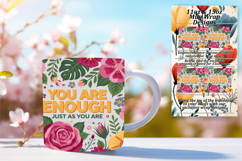 Elegant 15oz Mug Wrap Png Template , Flower Quote Product Image 1