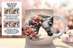 Stylish 15oz Mug Wrap Png Design , Horse Product Image 1
