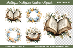 Antique Religiou Easter Clipart Bundle PNG Product Image 4