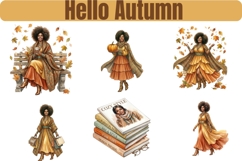 Hello Autumn Watercolor Clipart Bundle, Fall Pumpkin Leaves Product Image 12