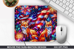 Fox Galaxy Mouse Pad Sublimation, 4th Of July Mouse Pad PNG Product Image 1
