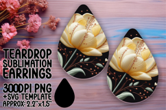 Unique Teardrop Earrings Template PNG , 3D Flower Product Image 1