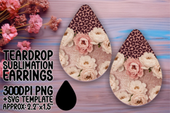Elegant Teardrop Earrings Sublimation Template , Leopard Pri Product Image 1
