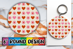 Whimsical Car Coaster Circle PNG, Valentine's Pattern Product Image 1
