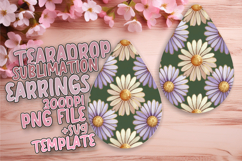Artful Teardrop Earrings Artwork PNG , Flower Pattern Product Image 1