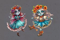 Watercolor Dancing Zombie Doll. PNG sublimation Product Image 3