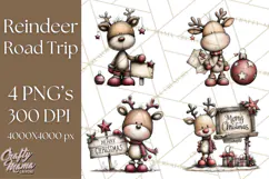Homespun Christmas Reindeer Roadtrip PNG Clipart Product Image 1