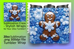 Sublimation 3D Gingerbread Man Christmas Tumbler Wrap Product Image 1