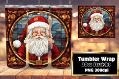 Santa Claus Winter Stained Glass 3D Sublimation Wrap 20oz Product Image 1