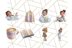 Kawaii Cozy Girl Clipart PNG, Pastel Fall Cozy Aesthetic Product Image 5