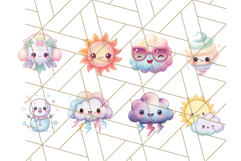 Kawaii Weather Clipart PNG, Cute Pastel Weather Icons Product Image 5
