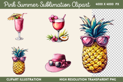 Pink Summer Sublimation Clipart PNG Product Image 1