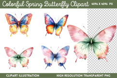Colorful Spring Butterfly Clipart PNG Product Image 1