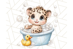 Safari Animal Babies in Bubble Baths, Cute Jungle Animal PNG Product Image 5