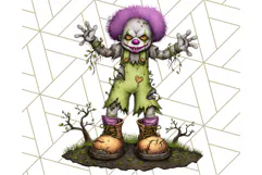 Creepy Clown Halloween PNG Clipart, Spooky Circus Art Product Image 5