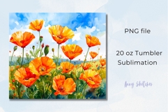 California Poppy Fields Tumbler Wrap PNG 20 oz Product Image 2