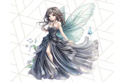Gothic Fairy & Potion Clipart, Dark Fantasy PNG Printable Product Image 5