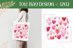 Watercolor Love Hearts Illustration, Love Tote Bag Template Product Image 1