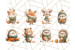 Cozy Autumn Animal Clipart, Fall Forest Critters PNG Product Image 5