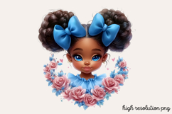 Cute Black Girl with Flower Clipart PNG Product Image 1