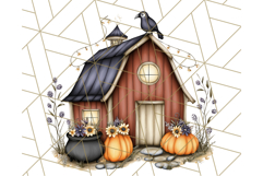Halloween Cottagecore Barn PNG Clipart, Fall Style Product Image 5