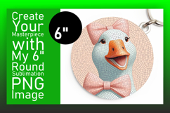 Whimsical Round Design Keychain PNG , Goose Product Image 1