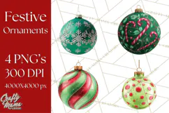 Christmas Ornaments Clipart PNG, Realistic Holiday Ornaments Product Image 1