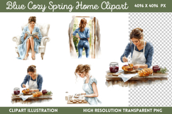 Blue Cozy Spring Home Clipart PNG Product Image 1