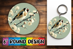 Bright Keychain Sublimation Circle, Birds Product Image 1