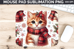 Watercolor Cat Mouse Pad Sublimation - Christmas PNG Design Product Image 1