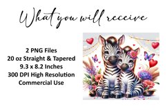 Valentine's Day Zebra Couple Tumbler Wrap Sublimation Design Product Image 2