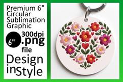 Trendy Circle Coaster PNG Design , Flowers Heart Product Image 1