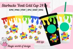 Dripping Lgbt Rainbow Sunflower tumbler Venti cold cup 24 oz Product Image 3