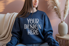 Gildan 18000 Navy Crewneck Sweatshirt Mockups,G180 Product Image 1