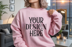 Pink Gildan 18000 Mockup, Gildan Sweatshirt Mockup Product Image 1