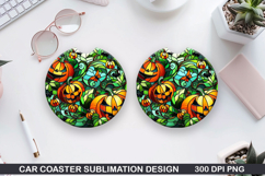 Pumpkins Car Coaster Sublimation| Halloween Coaster PNG Product Image 1
